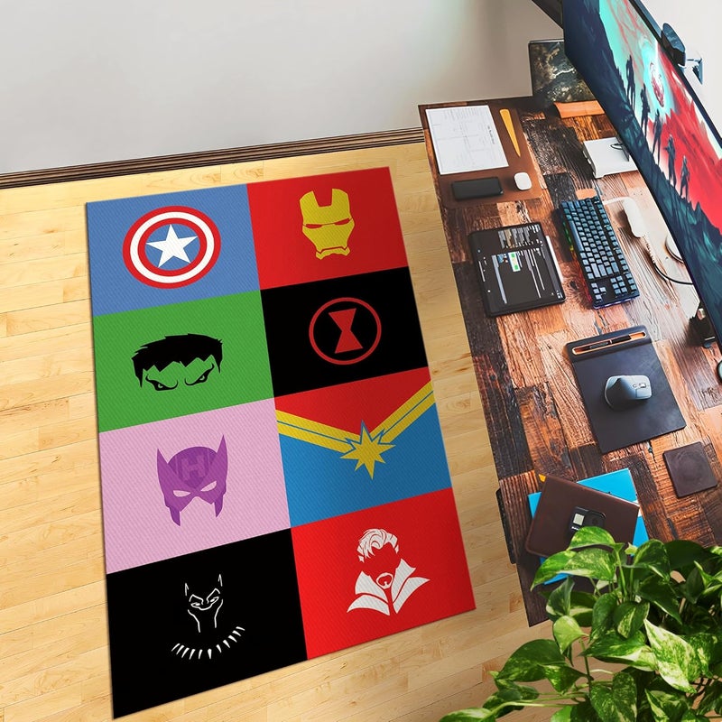 DreamController Avengerrs Custom Rugs for Gamer Room (62x40inch)| Playroom Carpets Inspired by Games & Anime Decor for Gamers | Gamer Room Decor for Kids Teen Anti-Slip Gaming Mats - Image 5